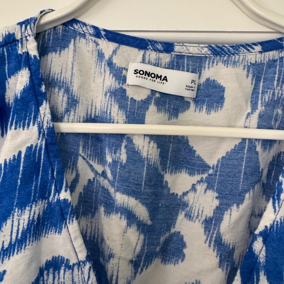 Sonoma Smock Button Midi Dress, Vivid Blue Floral, Petite Large - Picture 7 of 9